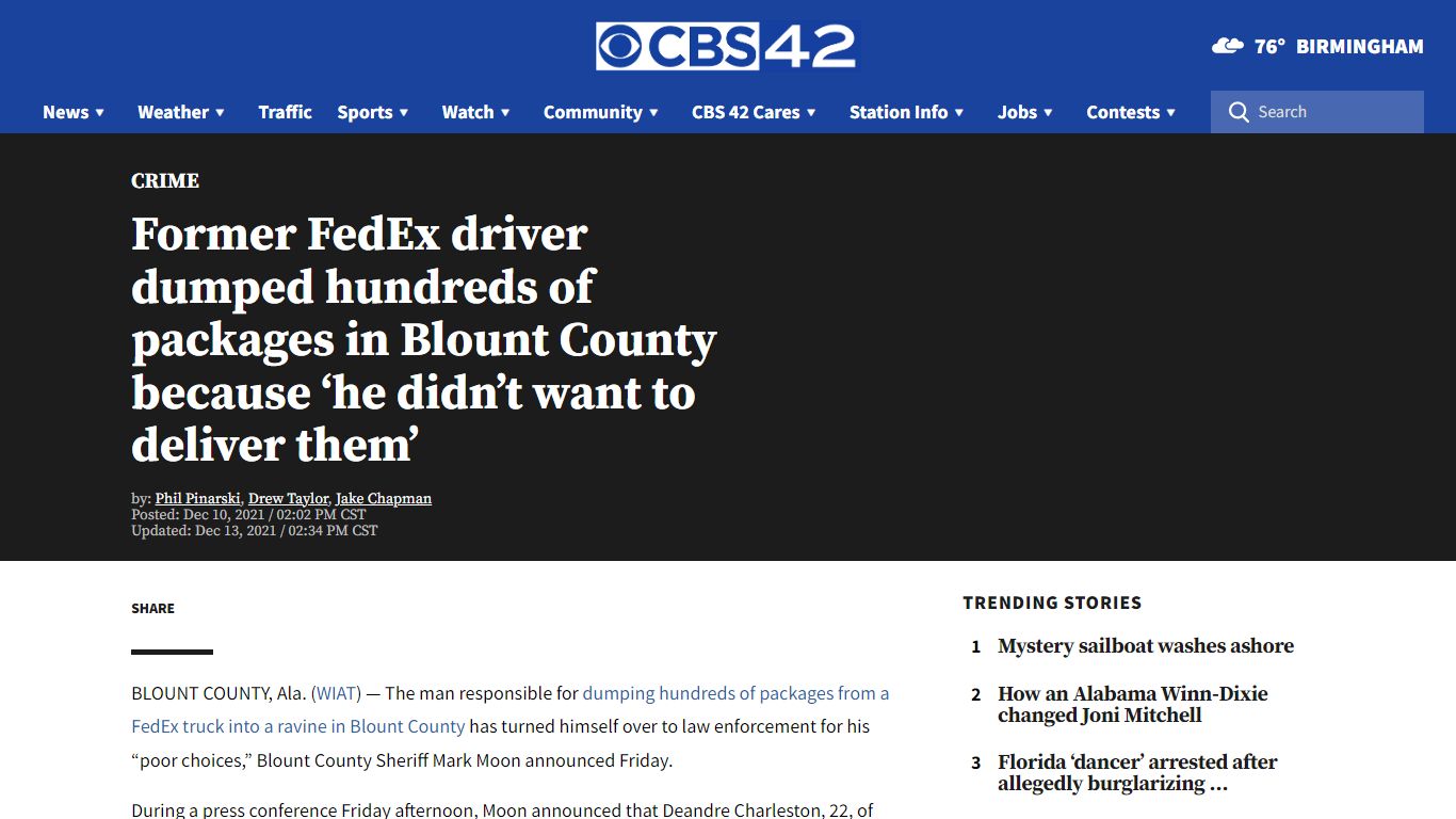 Former FedEx driver dumped hundreds of packages in Blount ...